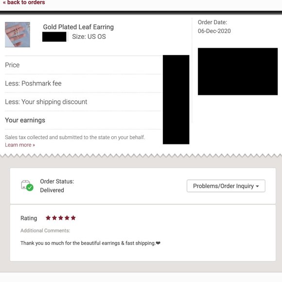 18-k Gold Plated Leaf Earring - Picture 5 of 5